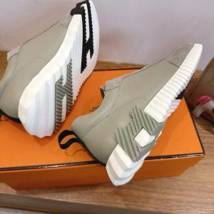 Hermes Bouncing Sneaker Men Calfskin Suede Goatskin Gris Arctique H221898ZHS4400 - Image 5