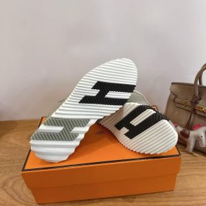 Hermes Bouncing Sneaker Men Calfskin Suede Goatskin Gris Arctique H221898ZHS4400 - Image 4