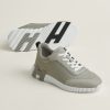 Hermes Bouncing Sneaker Men Calfskin Suede Goatskin Gris Arctique H221898ZHS4400