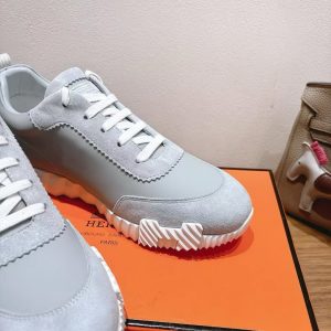 Hermes Bouncing Sneaker Men Calfskin Suede Goatskin Gris Nuage H221898ZH6M390 - Image 7