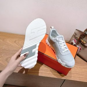 Hermes Bouncing Sneaker Men Calfskin Suede Goatskin Gris Nuage H221898ZH6M390 - Image 5