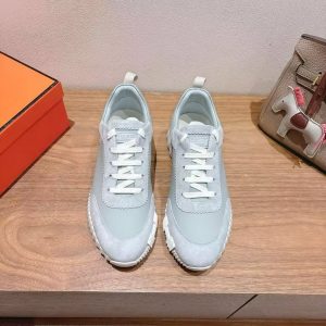 Hermes Bouncing Sneaker Men Calfskin Suede Goatskin Gris Nuage H221898ZH6M390 - Image 3