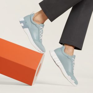 Hermes Bouncing Sneaker Men Calfskin Suede Goatskin Gris Nuage H221898ZH6M390 - Image 11