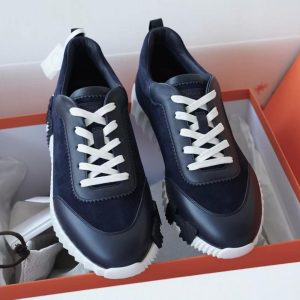 Hermes Bouncing Sneaker Men Calfskin Suede Goatskin Marine H231763ZHI2395 - Image 7