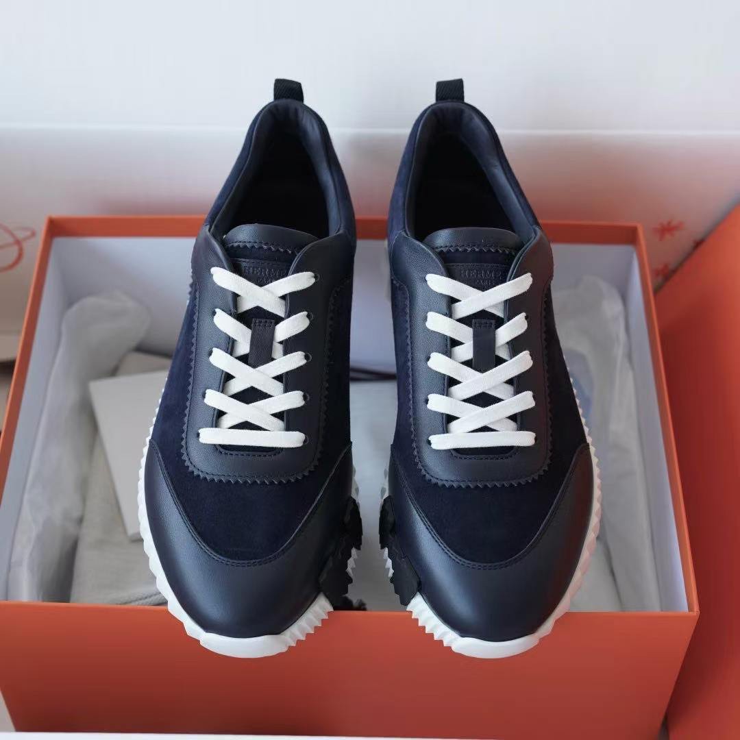 Hermes Bouncing Sneaker Men Calfskin Suede Goatskin Marine H231763ZHI2395 - Image 2
