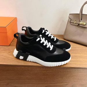 Alternative view of Hermes Bouncing Sneaker Men Calfskin Suede Goatskin Noir H242810ZH02390