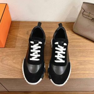 Hermes Bouncing Sneaker Men Calfskin Suede Goatskin Noir H242810ZH02390 - Image 10
