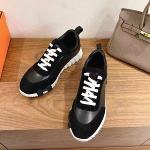 Hermes Bouncing Sneaker Men Calfskin Suede Goatskin Noir H242810ZH02390 - Image 9