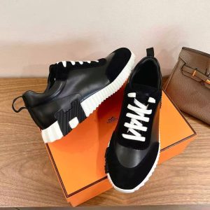 Hermes Bouncing Sneaker Men Calfskin Suede Goatskin Noir H242810ZH02390 - Image 7