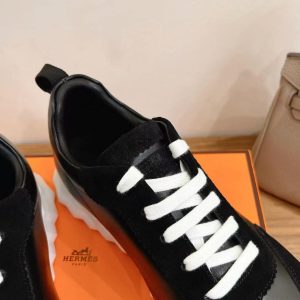 Hermes Bouncing Sneaker Men Calfskin Suede Goatskin Noir H242810ZH02390 - Image 6
