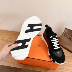 Hermes Bouncing Sneaker Men Calfskin Suede Goatskin Noir H242810ZH02390 - Image 4