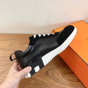 Hermes Bouncing Sneaker Men Calfskin Suede Goatskin Noir H242810ZH02390 - Image 3