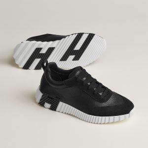 Hermes Bouncing Sneaker Men Calfskin Suede Goatskin Noir H242810ZH02390