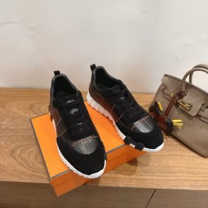 Hermes Bouncing Sneaker Men Calfskin Suede Goatskin Noir H252886ZH01390 - Image 4