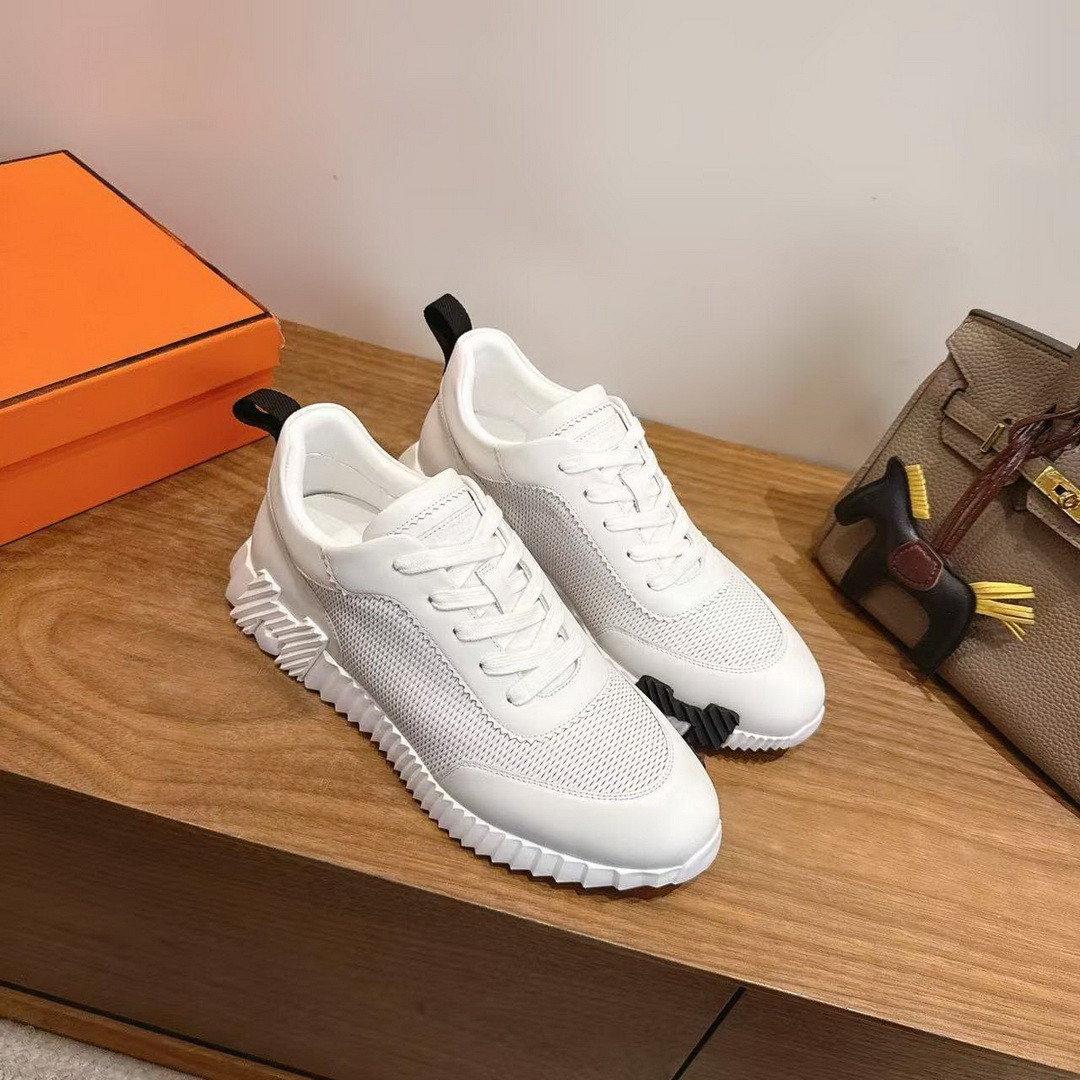 Hermes Bouncing Sneaker Men Graphic Calfskin Blanc H262848ZH90420 - Image 8