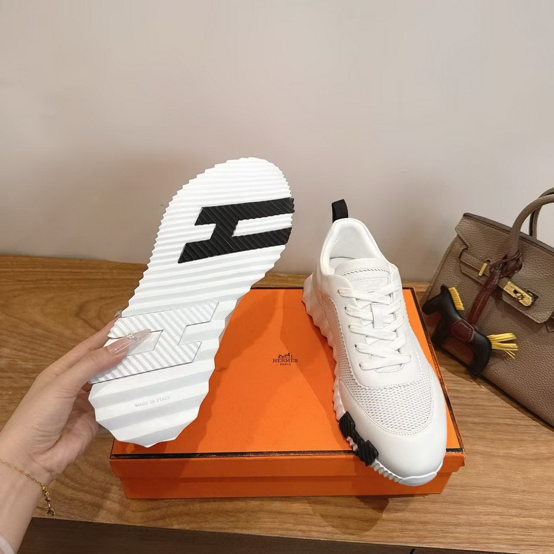 Hermes Bouncing Sneaker Men Graphic Calfskin Blanc H262848ZH90420 - Image 6