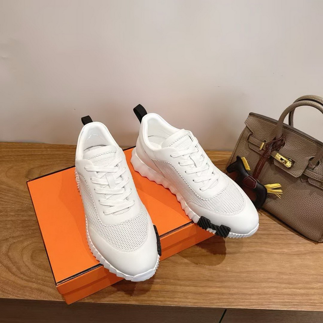 Hermes Bouncing Sneaker Men Graphic Calfskin Blanc H262848ZH90420 - Image 4