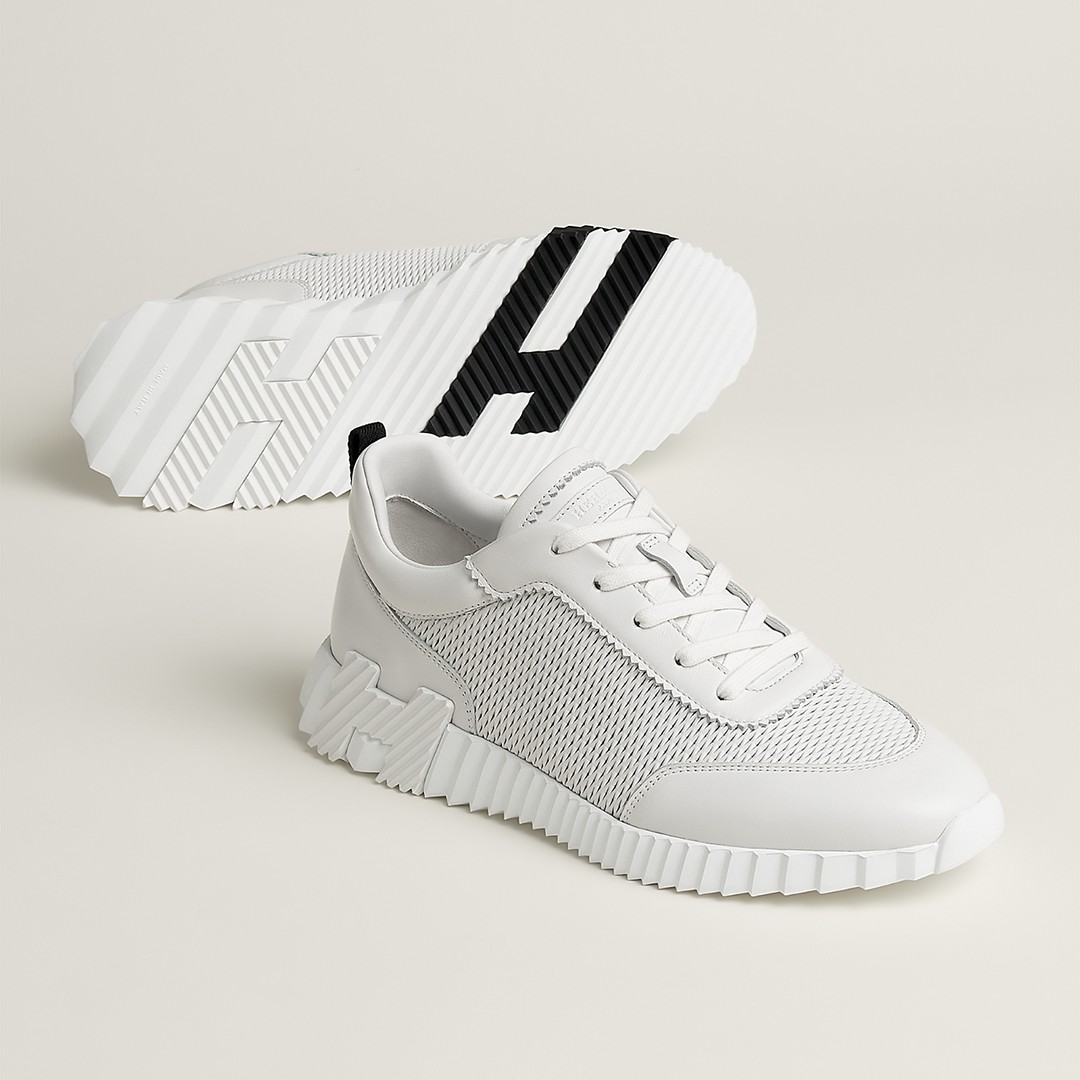 Hermes Bouncing Sneaker Men Graphic Calfskin Blanc H262848ZH90420