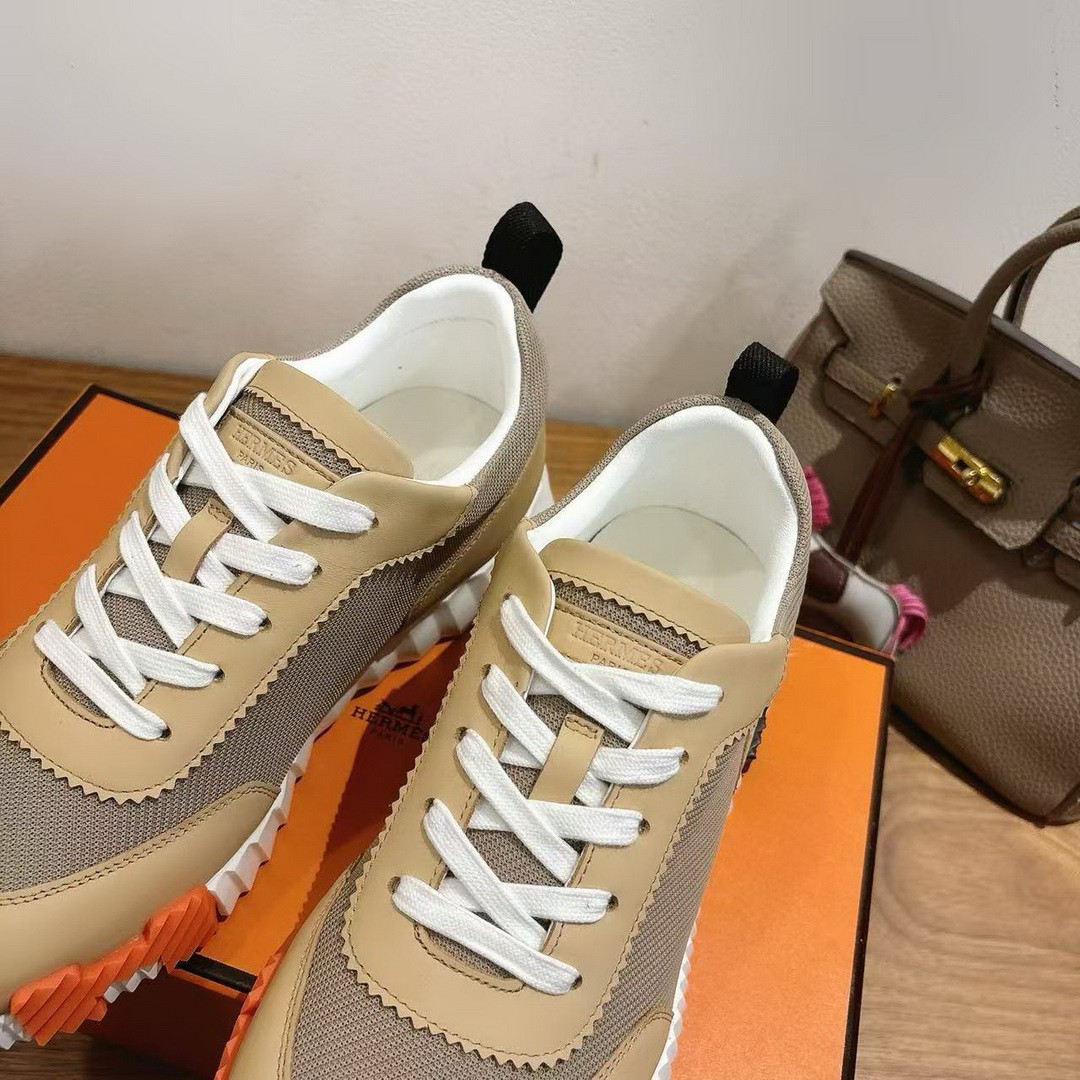 Hermes Bouncing Sneaker Men Technical Mesh Sport Goatskin Beige Lin H261897ZH5K390 - Image 7