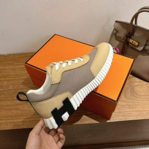 Hermes Bouncing Sneaker Men Technical Mesh Sport Goatskin Beige Lin H261897ZH5K390 - Image 5