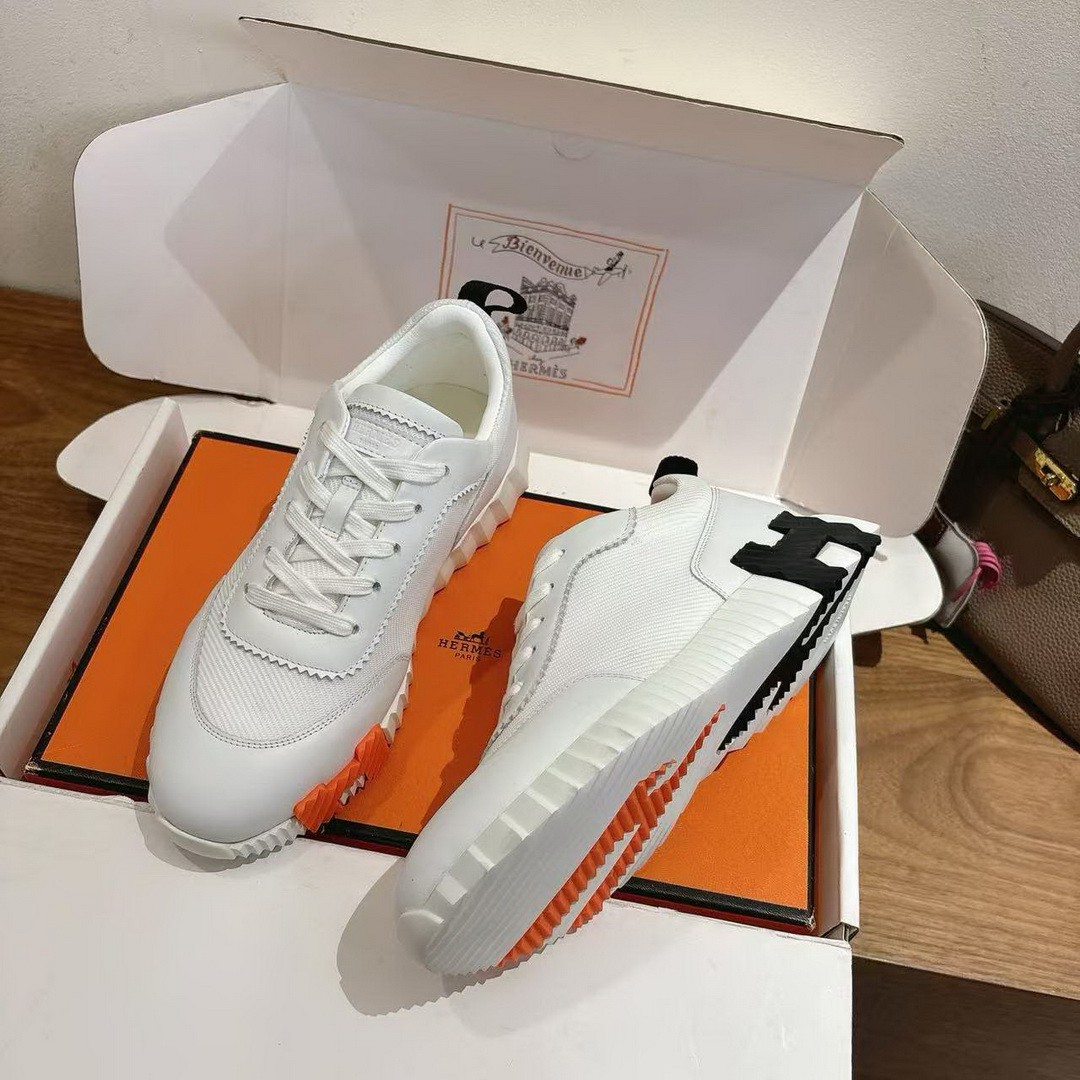 Hermes Bouncing Sneaker Men Technical Mesh Sport Goatskin Blanc H261897ZH90390 - Image 2