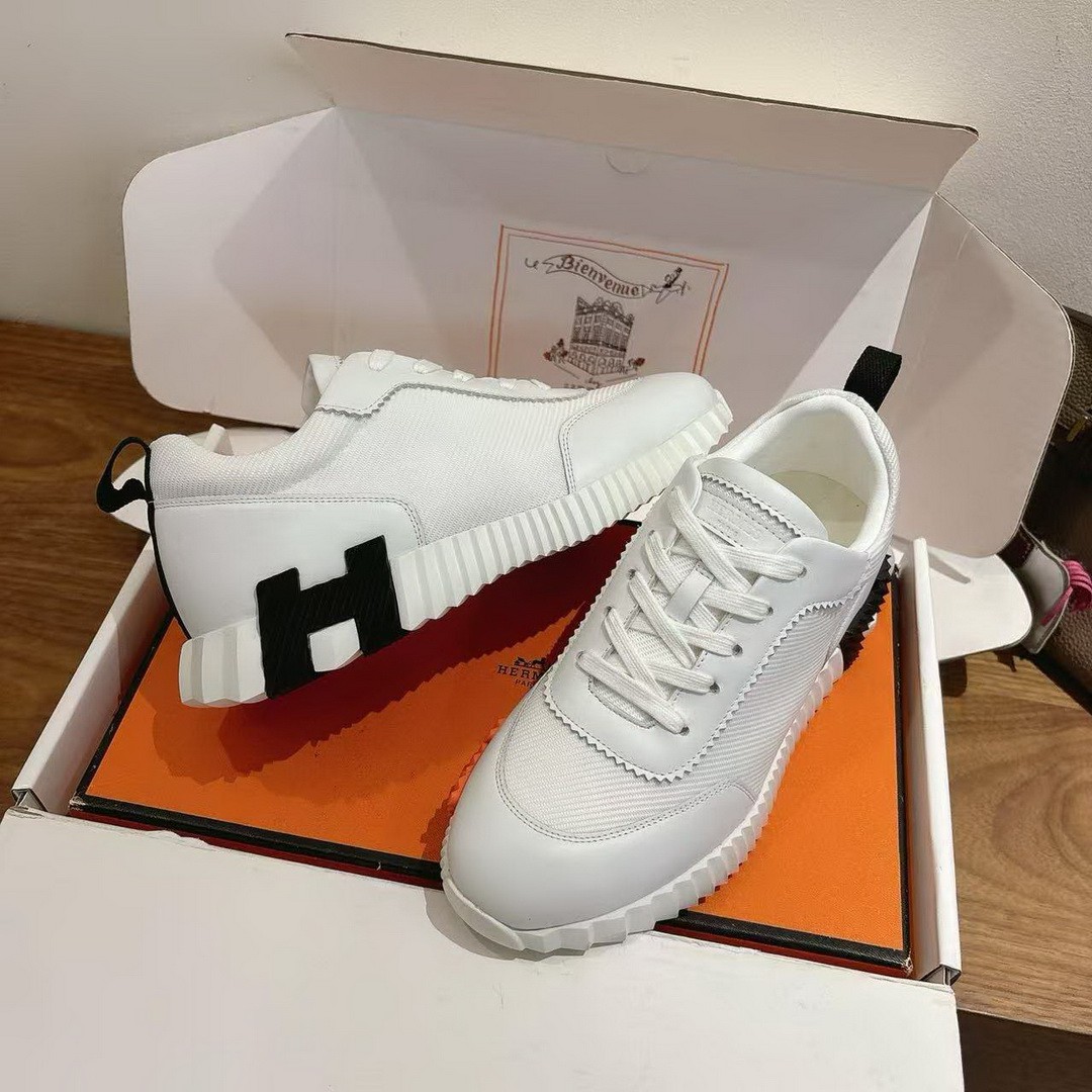 Hermes Bouncing Sneaker Men Technical Mesh Sport Goatskin Blanc H261897ZH90390 - Image 10