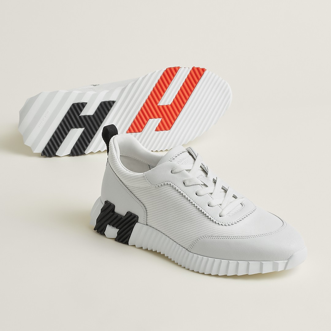 Hermes Bouncing Sneaker Men Technical Mesh Sport Goatskin Blanc H261897ZH90390