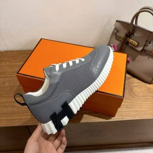 Hermes Bouncing Sneaker Men Technical Mesh Sport Goatskin Gris Osmium H261897ZH67410 - Image 4