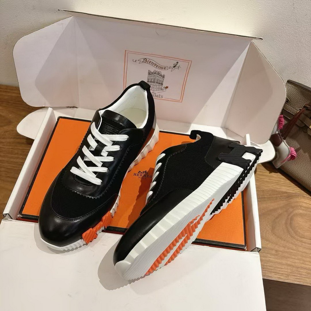 Hermes Bouncing Sneaker Men Technical Mesh Sport Goatskin Noir H261897ZH01400 - Image 4