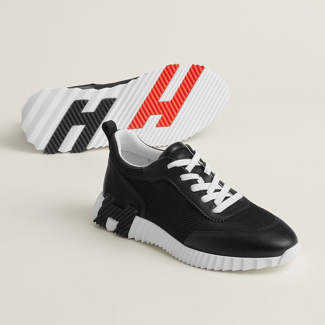 Hermes Bouncing Sneaker Men Technical Mesh Sport Goatskin Noir H261897ZH01400