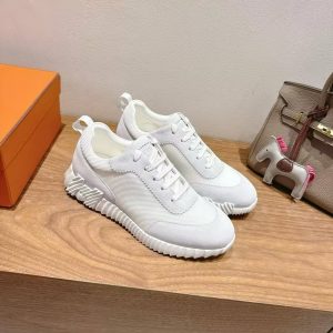 Hermes Bouncing Sneaker Men Technical Mesh Suede Goatskin Blanc H252804ZH90400 - Image 10