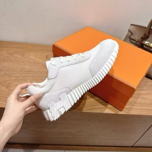 Hermes Bouncing Sneaker Men Technical Mesh Suede Goatskin Blanc H252804ZH90400 - Image 7