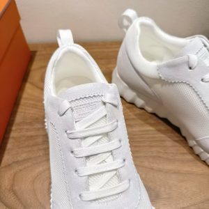 Hermes Bouncing Sneaker Men Technical Mesh Suede Goatskin Blanc H252804ZH90400 - Image 6