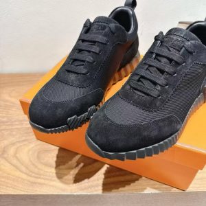 Hermes Bouncing Sneaker Men Technical Mesh Suede Goatskin Noir H262850ZH01390 - Image 10