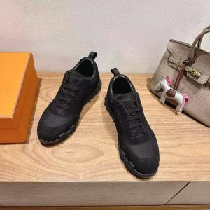 Hermes Bouncing Sneaker Men Technical Mesh Suede Goatskin Noir H262850ZH01390 - Image 8