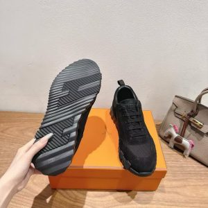Hermes Bouncing Sneaker Men Technical Mesh Suede Goatskin Noir H262850ZH01390 - Image 6