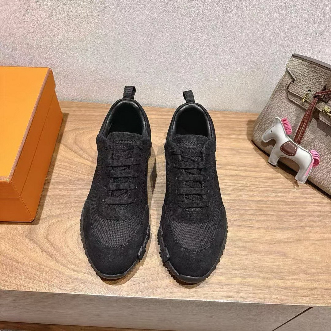 Hermes Bouncing Sneaker Men Technical Mesh Suede Goatskin Noir H262850ZH01390 - Image 3