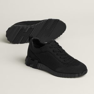 Hermes Bouncing Sneaker Men Technical Mesh Suede Goatskin Noir H262850ZH01390