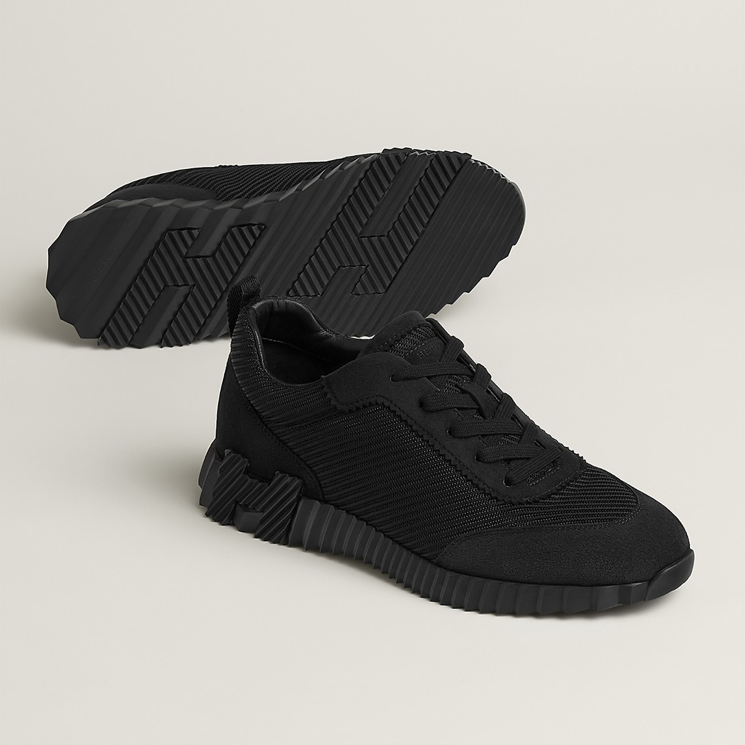 Hermes Bouncing Sneaker Men Technical Mesh Suede Goatskin Noir H262850ZH01390