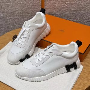 Hermes Bouncing Sneaker Women Calfskin and Suede Goatskin Blanc H242212Z 90340 - Image 17