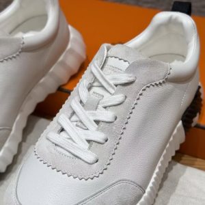 Hermes Bouncing Sneaker Women Calfskin and Suede Goatskin Blanc H242212Z 90340 - Image 12