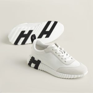 Hermes Bouncing Sneaker Women Calfskin and Suede Goatskin Blanc H242212Z 90340
