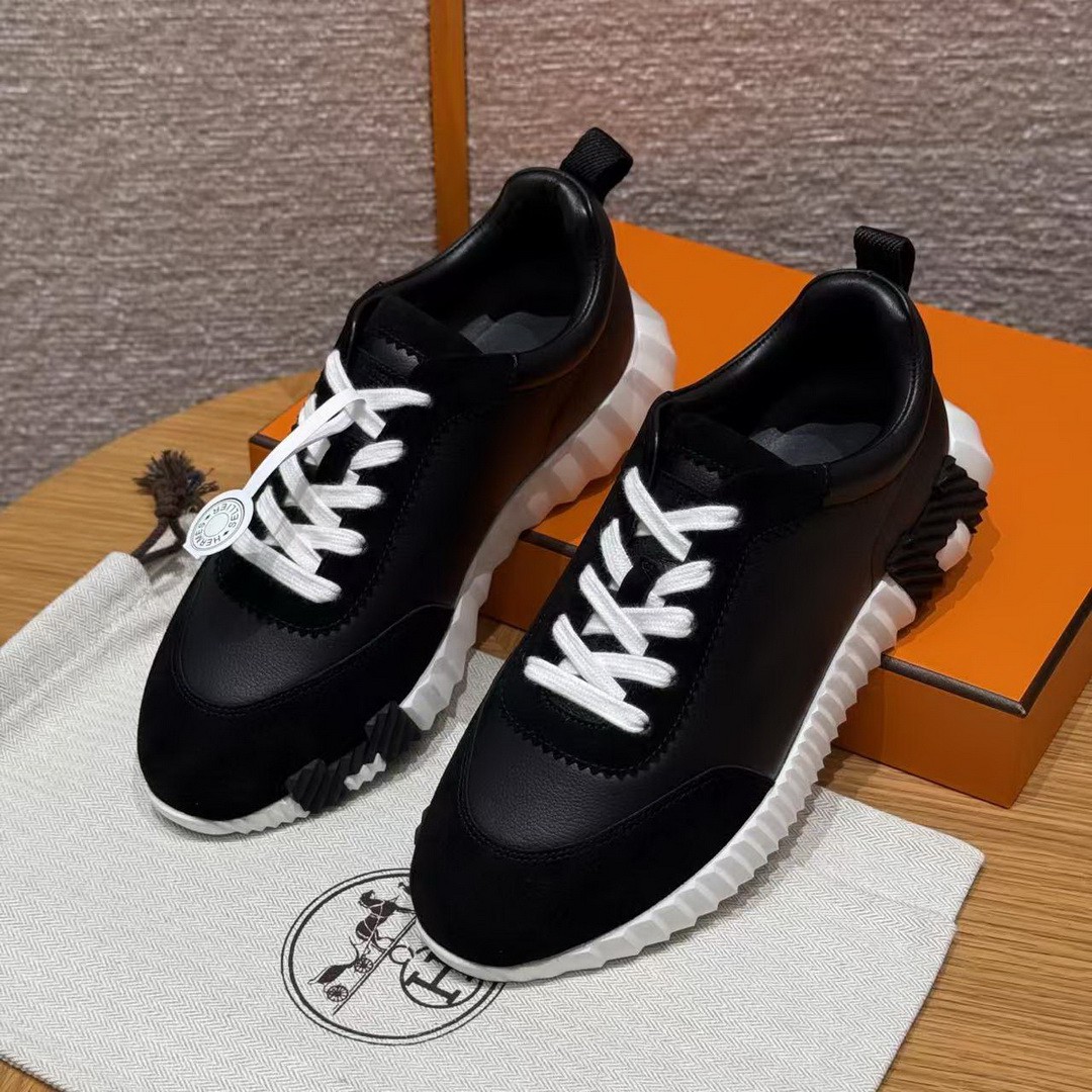 Hermes Bouncing Sneaker Women Calfskin and Suede Goatskin Noir H242212Z 02340 - Image 2