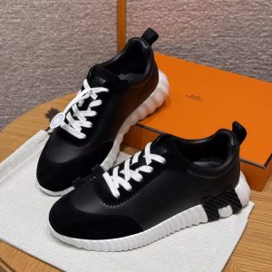 Hermes Bouncing Sneaker Women Calfskin and Suede Goatskin Noir H242212Z 02340 - Image 16