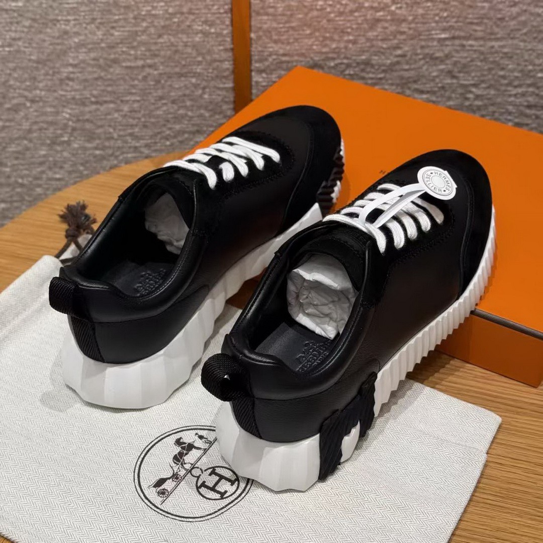 Hermes Bouncing Sneaker Women Calfskin and Suede Goatskin Noir H242212Z 02340 - Image 15