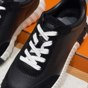 Hermes Bouncing Sneaker Women Calfskin and Suede Goatskin Noir H242212Z 02340 - Image 11
