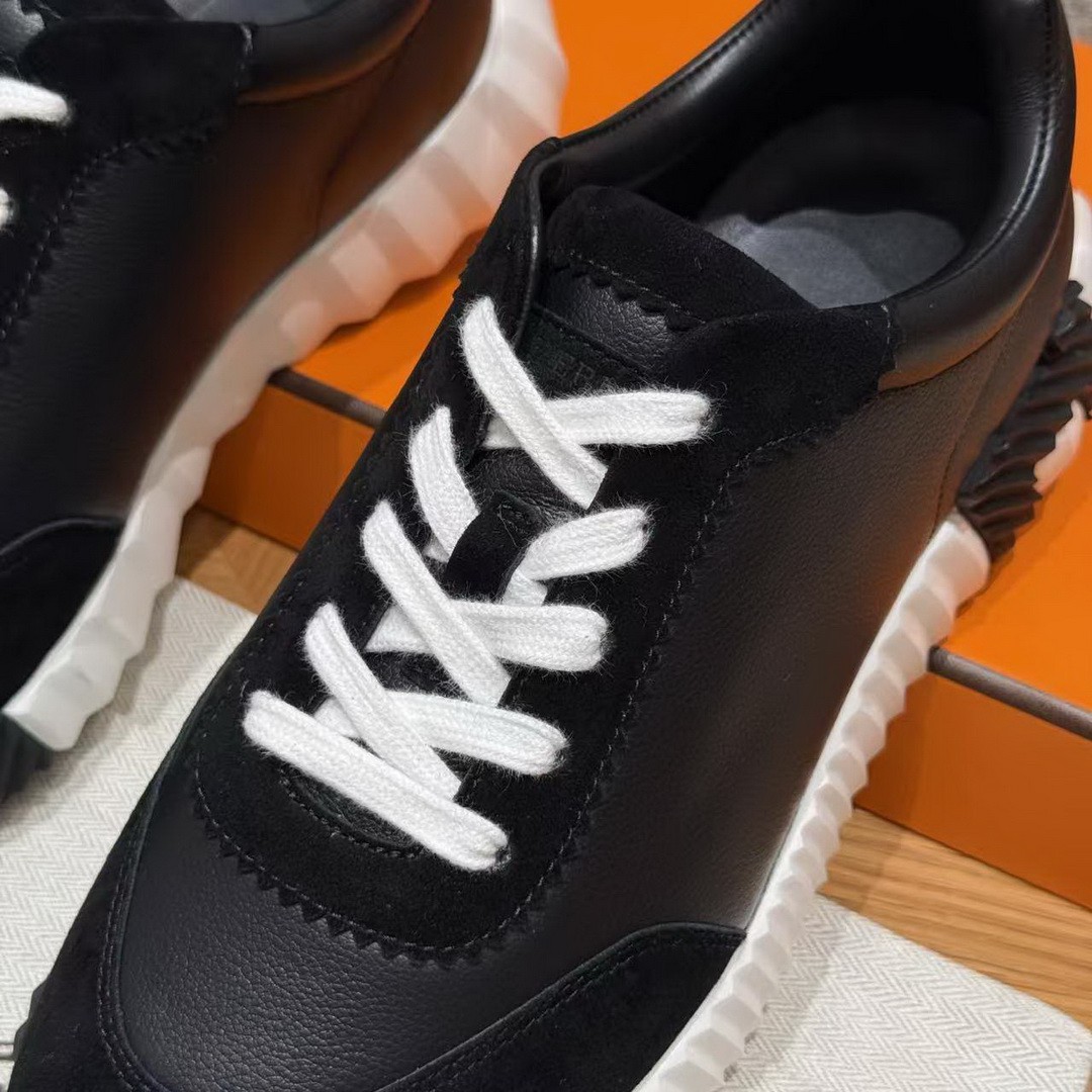 Hermes Bouncing Sneaker Women Calfskin and Suede Goatskin Noir H242212Z 02340 - Image 11
