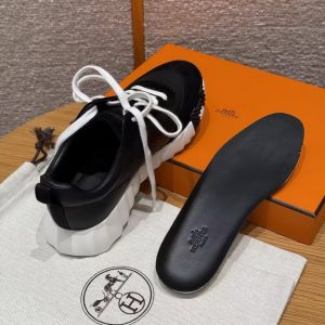 Hermes Bouncing Sneaker Women Calfskin and Suede Goatskin Noir H242212Z 02340 - Image 9
