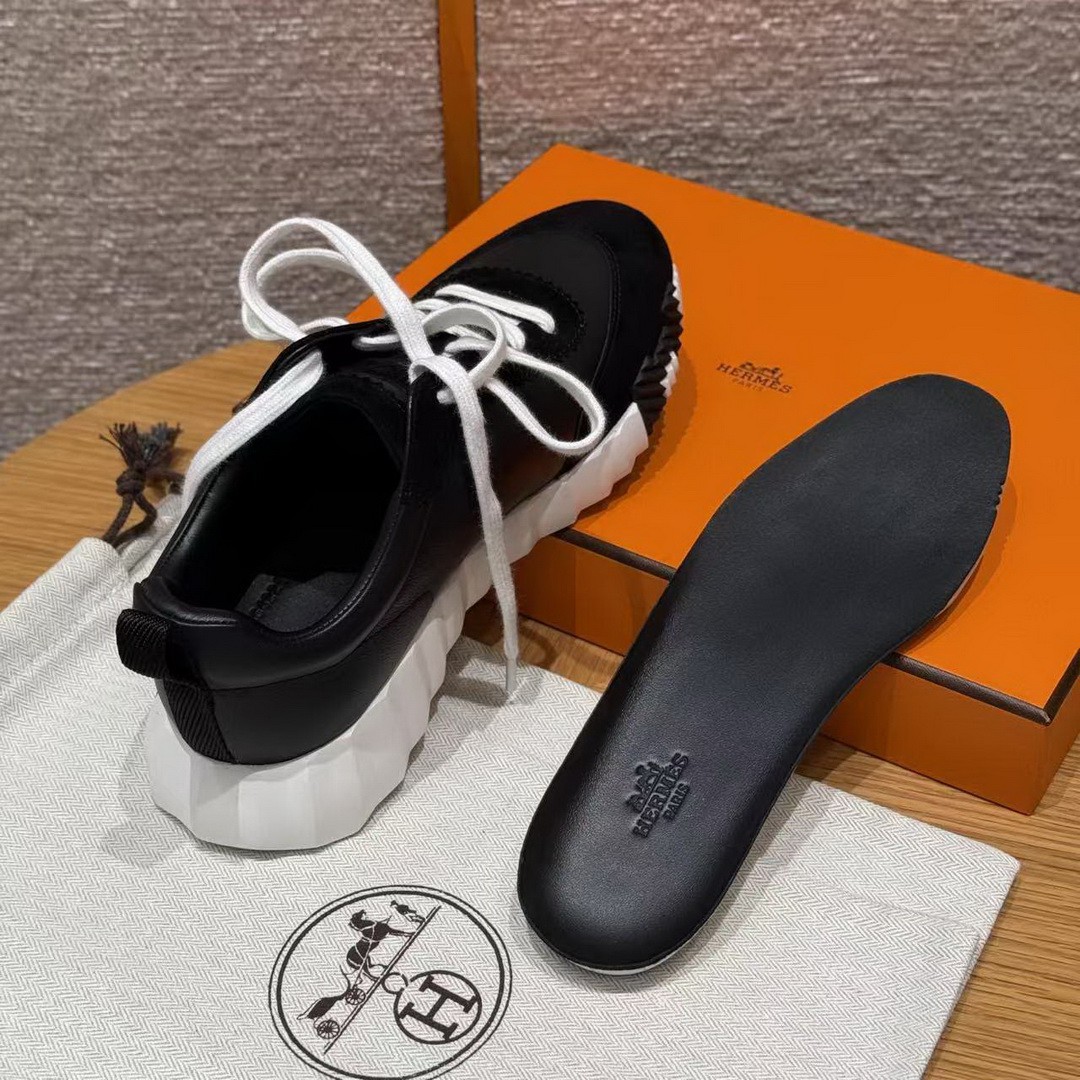 Hermes Bouncing Sneaker Women Calfskin and Suede Goatskin Noir H242212Z 02340 - Image 9