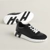 Hermes Bouncing Sneaker Women Calfskin and Suede Goatskin Noir H242212Z 02340
